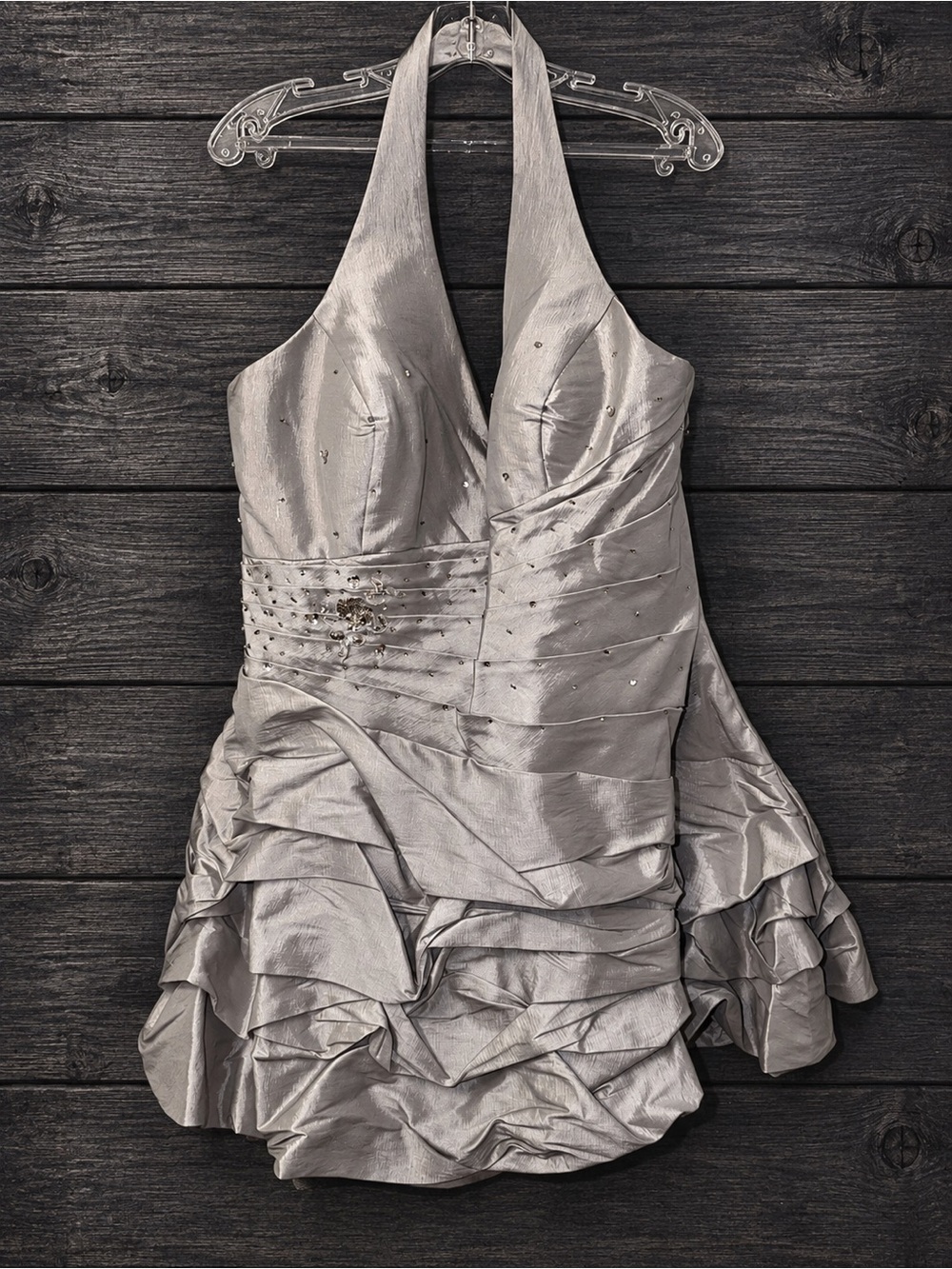 Cinderella Silver Halter Ruched Homecoming Dress